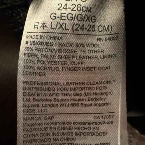 GAP Men’s Black Wool & Leather Smartphone Gloves L/XL Winter Touchscreen - Picture 11 of 12